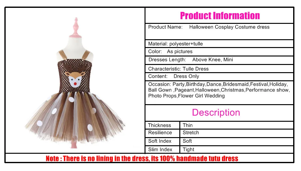 Moeble Christmas Deer Tutu Dress Baby Girls Birthday Party Dresses Purim Halloween Winter Cosplay Costume Clothes For Kids 1933