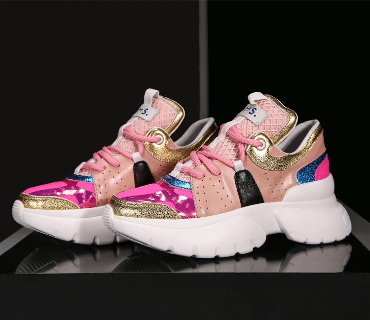 Buono Scarpe из кусочков кожи с язычком на шнуровке Для женщин Спортивная повседневная женская обувь из сетчатого материала разноцветные женские туфли-лодочки из натуральной кожи Цвет женская обувь кроссовки на танкетке