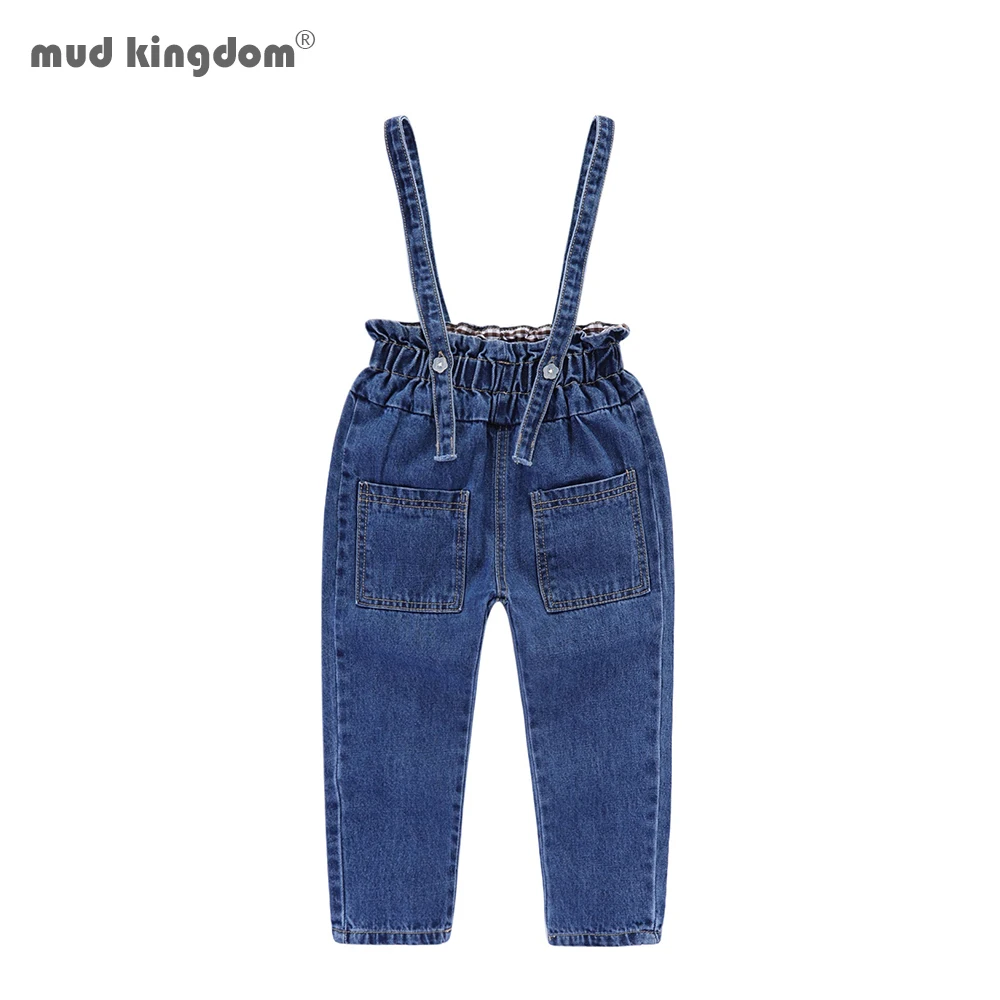 

Mudkingdom Girls Strap Jeans Bud Waist Cotton Casual Trousers for Girls