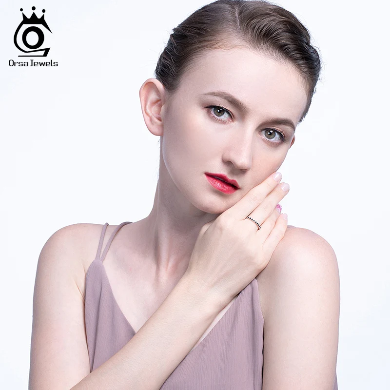 ORSA JEWELS цельное 925 пробы Серебряное кольцо полностью покрытое цирконием женские