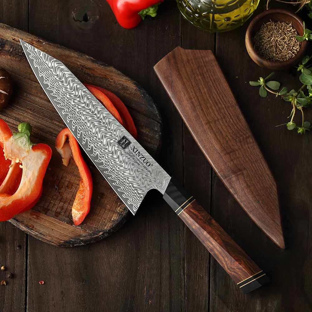 Xinzuo B9 3 Pcs 67 Layer Damascus Steel Knife Set Chef Santoku Utility Knife  Rosewood – The Bamboo Guy