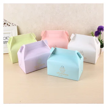 

10 Pcs Paper Box With Handle Wedding Favors Gift Box Muffin Packaging Party Supplies Dessert Baking Package Cookies Cupcake Box