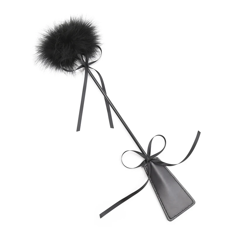 Black Flirting Feather Bdsm PU Leather Whip Bdsm Spanking Flogger Horse Whip Slave Bondage Restraints For Women Couples sex toys erotic sex toy sex party toys sex bondage toys