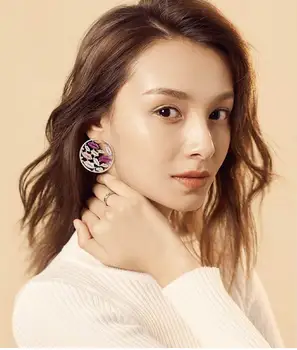 

Colorful rose-red multi-lip earrings round mouth full zircon multi-lip edrop earrings for women wedding bridal