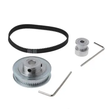 

1 Set GT2 Timing Belt Closed-loop 200mm Pulley 20 Teeth and 60 Teeth Reduction 3:1 for 3D Printer Accessories