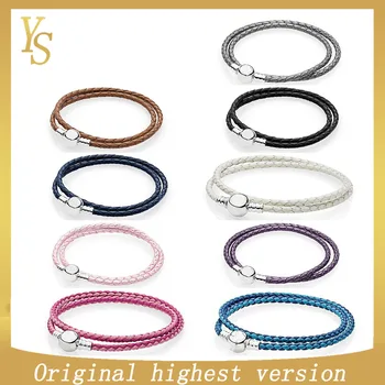 

YS100% S925Bracelets high quality high version 1:1 original "single loop leather cord, double loop leather cord" Women Bracelets