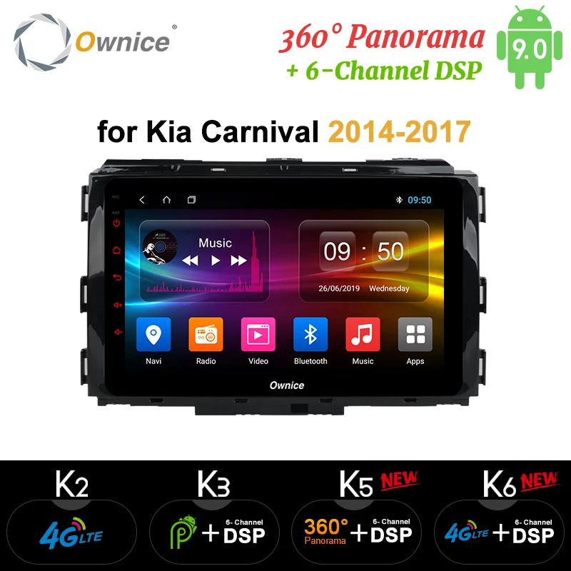 Ownice DSP 360 панорама Восьмиядерный Android 9,0 Автомобильный DVD Радио gps Navi плеер K3 K5 K6 для Kia Carnival- 4G LTE оптический