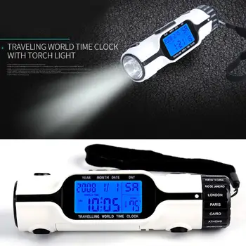 

LED Digital Alarm Clock With Blue Backlight LCD Display Calendar Thermometer Display Flashlight Date Travel Alarm