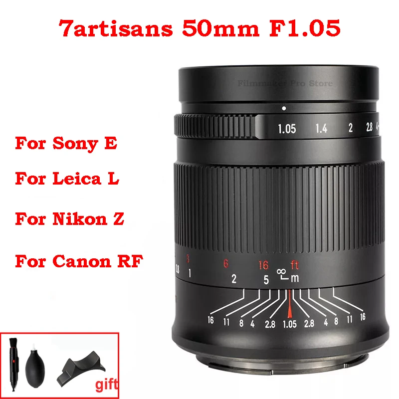 

7artisans 50mm F1.05 Camera Lens Large Aperture Full Frame Fixed Focus Fit for Canon EOS R Mount Nikon Z mount SONY E Leica L