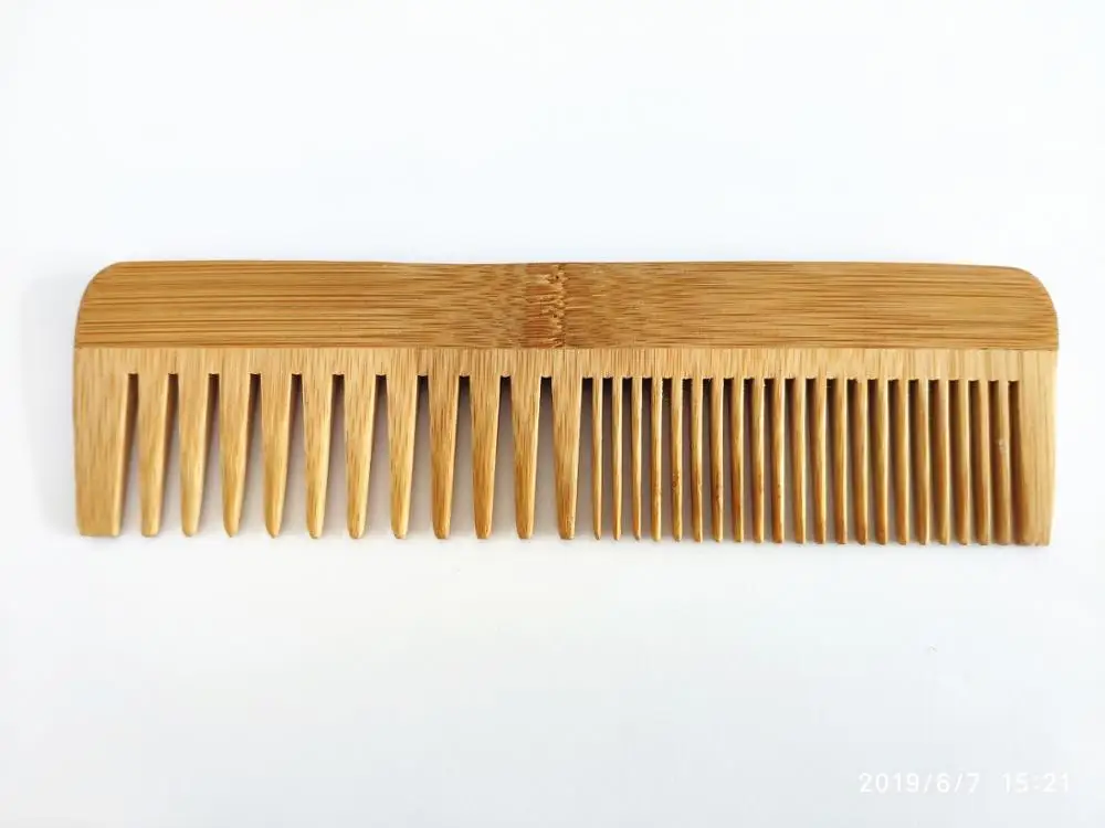 1 шт. Натуральный Бамбуковый деревянный широкий зубной гребень без ручки гребень для мужчин уход за бородой/для женщин Уход за волосами гравировка логотипа 14,8X5,5 см