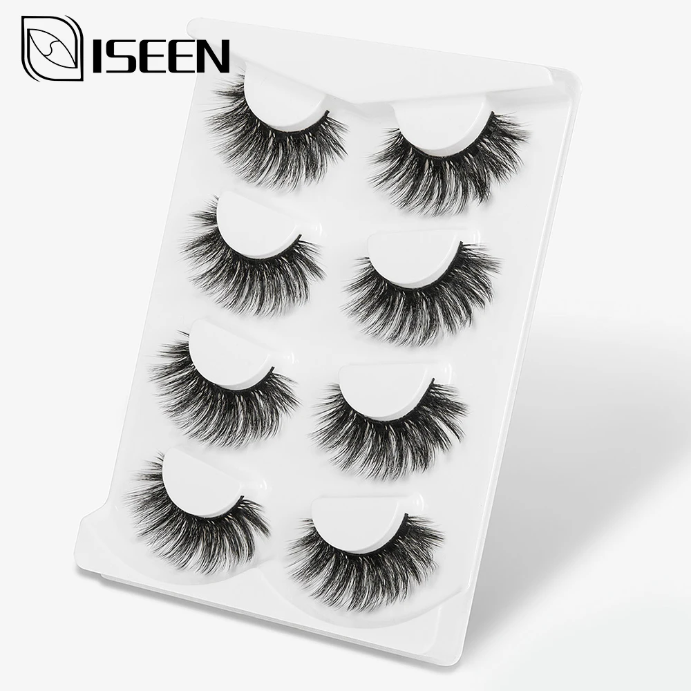 

ISEEN 4 pairs High imitation mink false eyelashes &Natural false eyelashes Eyelash extension makeup