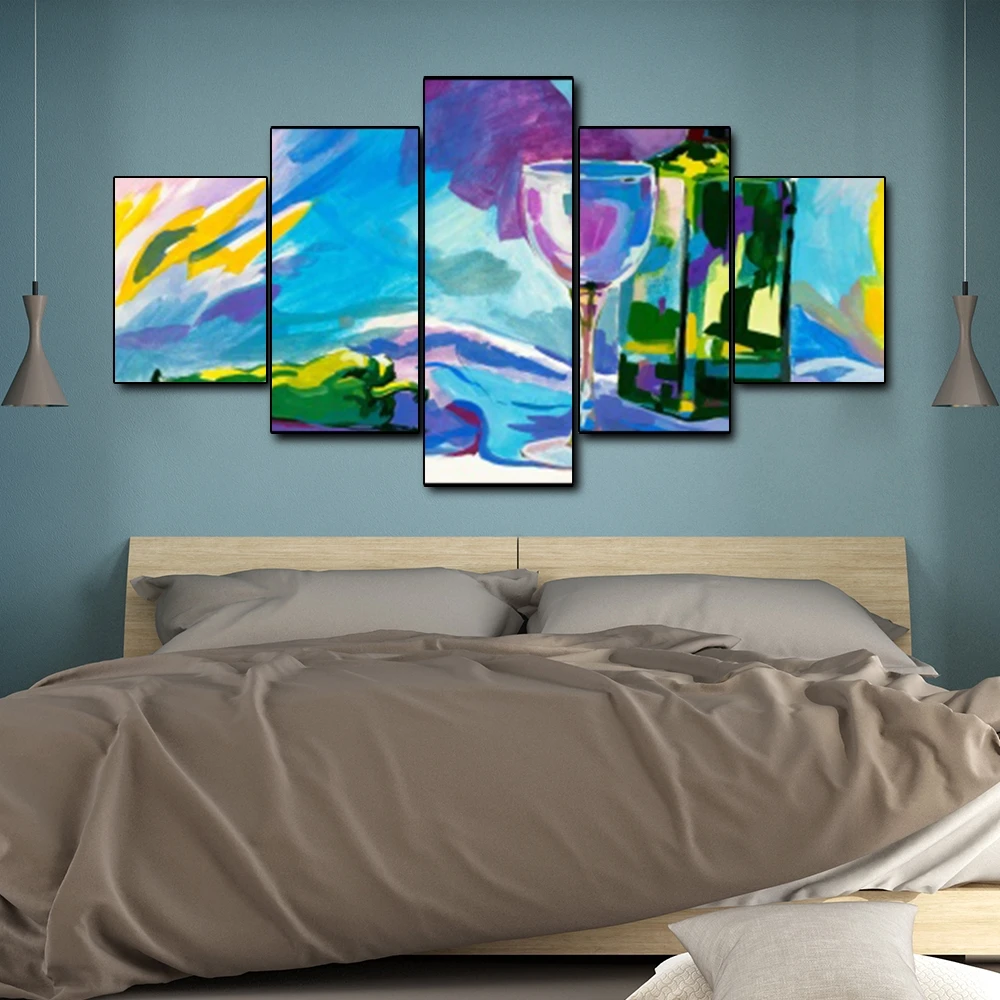 Canvas Art Oil Painting Wine glasses and bottles Abstract Art Poster Picture Wall Decor Modern Home Decoration For Living room Canvas Art Oil Painting Wine glasses and bottles Abstract Art Poster Picture Wall Decor Modern Home Decoration For Living room