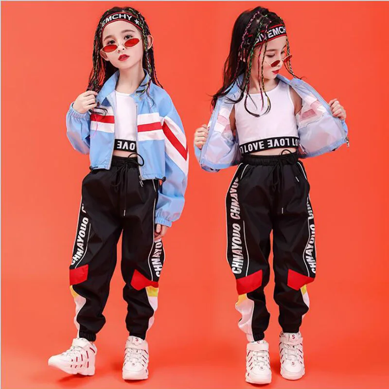 Children Sweatshirt Shirt Crop jogger pants Hip Hop Clothing Outfits for Girl Jazz Dance Costume Ballroom Dancing Clothes Wear