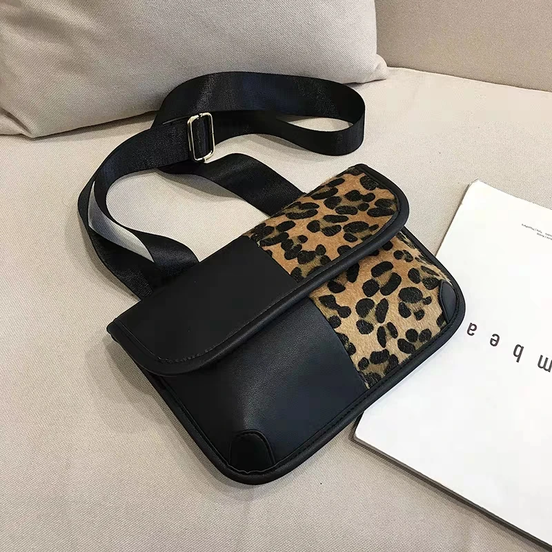 

Luxury women's single-shoulder bag designer messenger bag cross-body bag soft PU leopard print chest bag women's handbag
