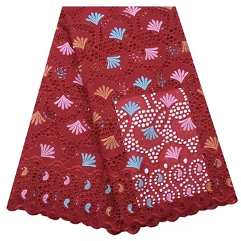 

Red African Dry Lace Fabric High Quality French Tulle Lace Fabric Embroidered Nigerian Lace Fabric With Stones For Garment 1764