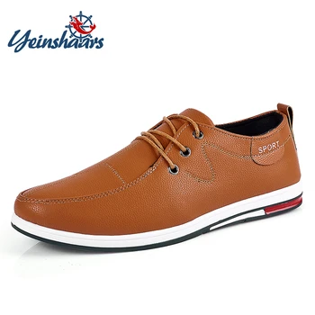 

YEINSHAARS Casual Shoes Men Breathable Leather Shoes For Men Fashion Lace-up/Slip-on Men Flats Luxury Shoes Casual Trainers