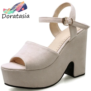 

DORATASIA Fashion Female Summer Sandals Platform Party Dress Club High Heel Sandals Women Block Heel Peep Toe Shoes Woman
