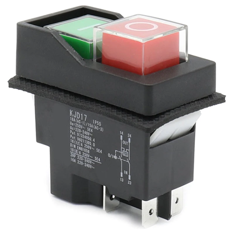 AC250V 16A Tahan Air Elektromagnetik Push Button Switch 5 Pin KJD17 220 