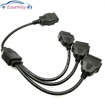 

5pcs/Lot!OBD 2 extension cable , J1962M to 3pcs J1962F, Splitter OBD2 Cable 1 to 3, OBD2 splitter Y cable 50cm