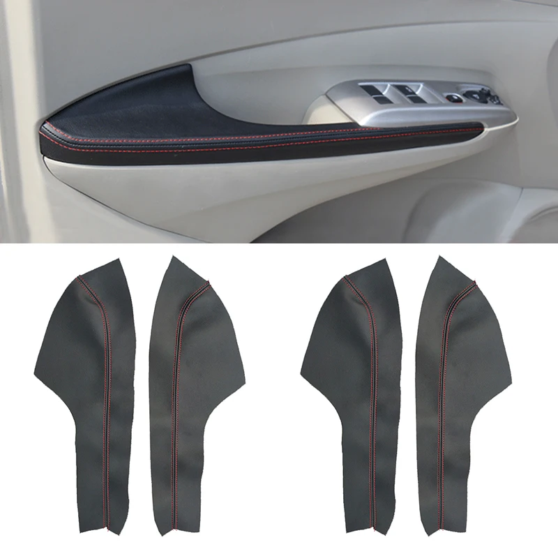 4pcs black microfiber leather car door handle armrest cover door armrest panel cover trim accessories for Honda City 2008