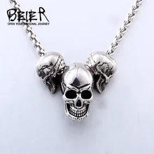 Байер 316L нержавеющая сталь уникальный дизайн в стиле панк череп цепочка с подвеской Байкер Высокое качество ювелирные изделия LLBP8216P