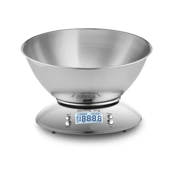 

Digital Kitchen Scale 11lb/5kg Multifunction Accuracy Food Scale with Removable Bowl Tare Clock Temperature Indication