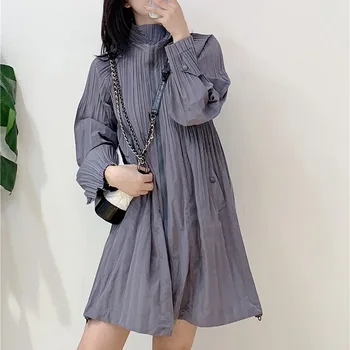 

Pleated Coat Women's Spring And Autumn Style Loose Large Temperament Windbreaker Women Jacket