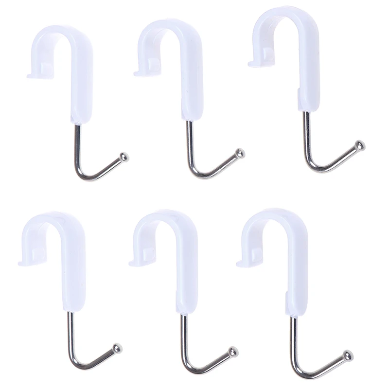 

7Pcs 360 Degrees Rotated White Storage Organizer Stainless Steel Kitchen Multifunction Hook Rack Holder S Shape Hanger Bathroom