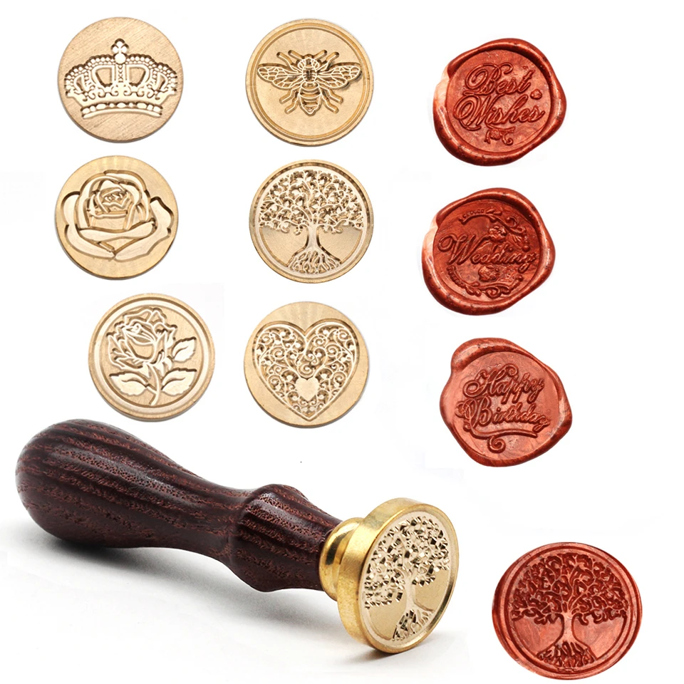 1pc Wood Handle Wax Seal Stamp Party Invitation Card Decor Hand Craft Supplies 