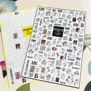 

MG200717-02 Colored abstract face-geometric lines 3D Back glue Nail decal Nail sticker Nail decoration Nail art Nail ornament