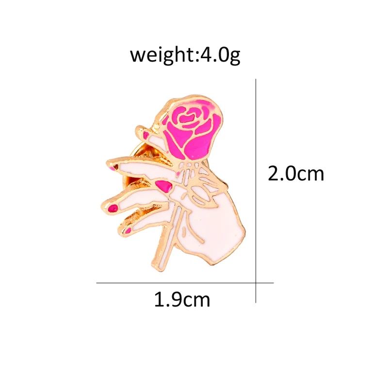 Holding rose Цветы значок мультфильм Мода Броши Эмаль булавки Маргаритка красный черный роза женская одежда значок на Воротник Аксессуары Ювелирные изделия Подарки - Окраска металла: Holding rose