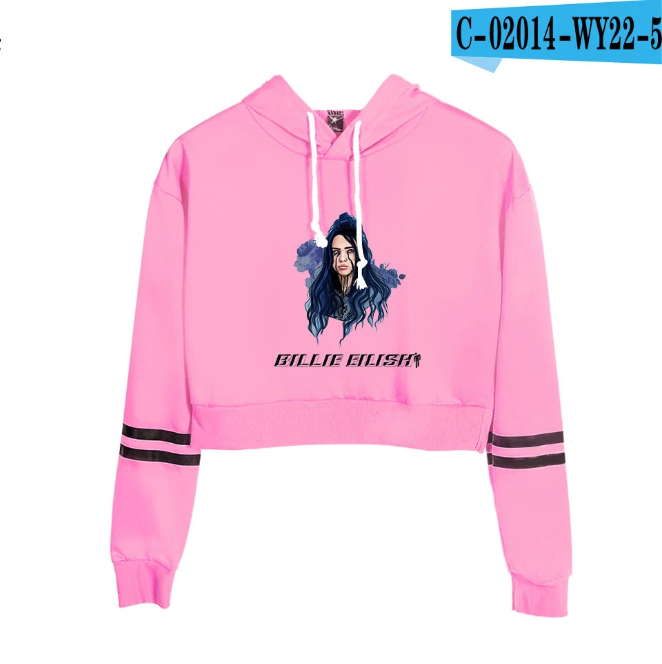 Billie Eilish 20th Century Tour модные пуловеры Толстовка Повседневная Популярная Милая крутая Спортивная Толстовка Kpop с пупком - Цвет: pink