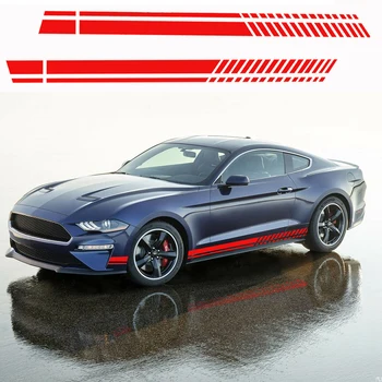 

2x Side Skirt Car Body Racing Stripe Sticker Graphic Decal Red For Ford Mustang Suitable To ANY Smooth Surface You Want