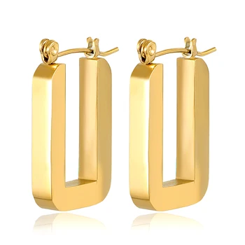

Minimalist Stud Earrings For Women Geometric U Shaped Stainless Steel Female Earrings For Luxury Wedding Party Jewelry Gift