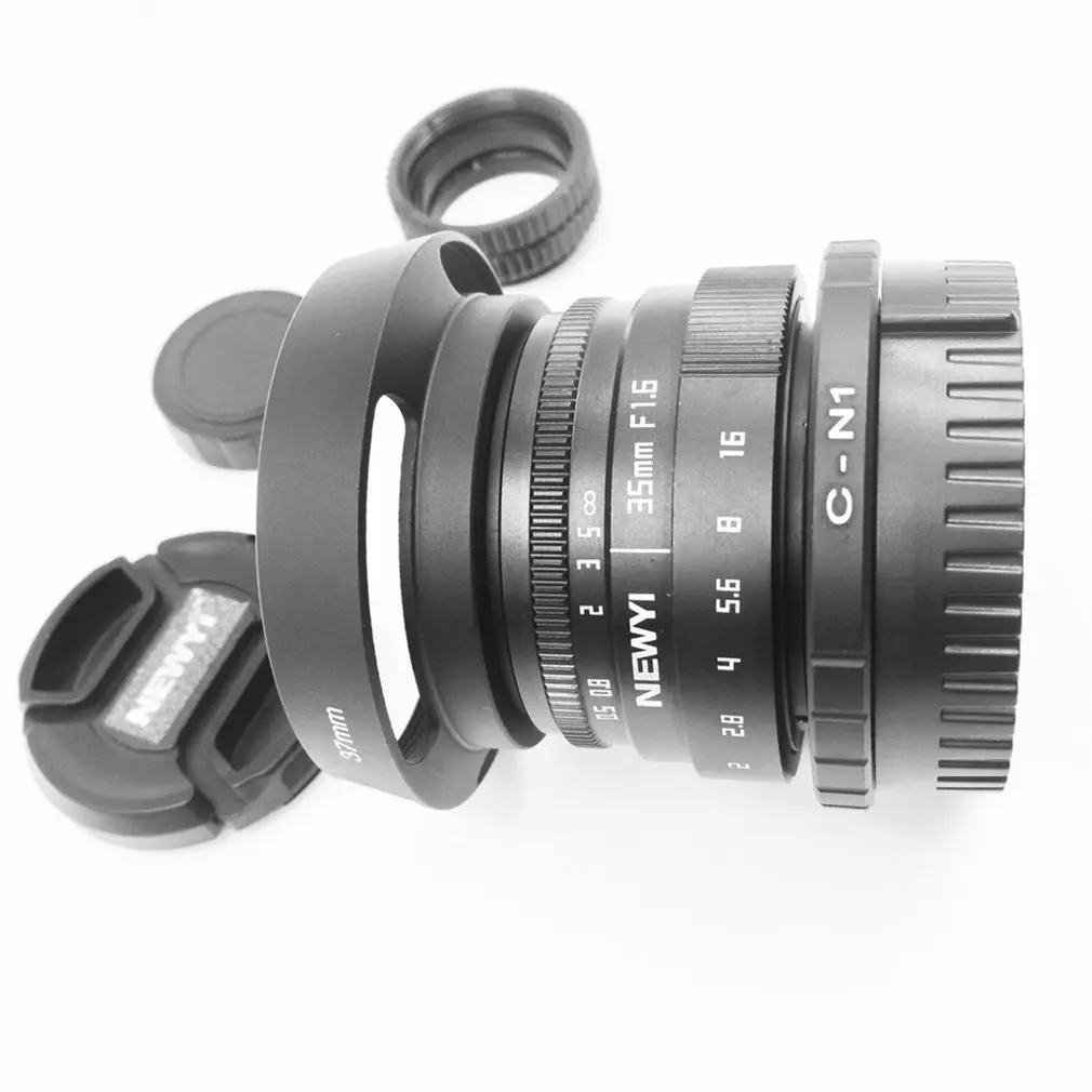 Алюминиевый сплав 35 мм f/1,6 CCTV мини-объектив для Nikon1 V1/J1/V2/J2/J3/V3/S1/S2/AW1/JMount адаптер капота камеры