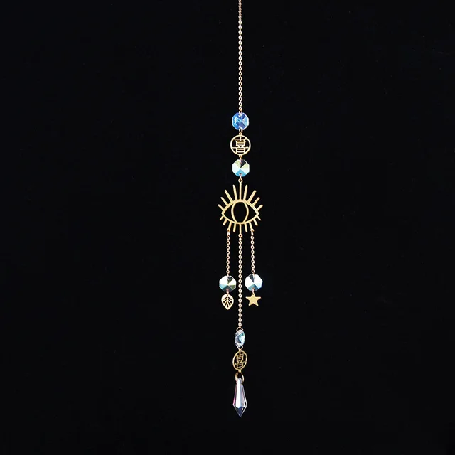 Sun Catchers Ornament K9 Color Crystal Wind Chimes Window Sill Outdoor Decor Car Ornament Christmas Home Decoration 03