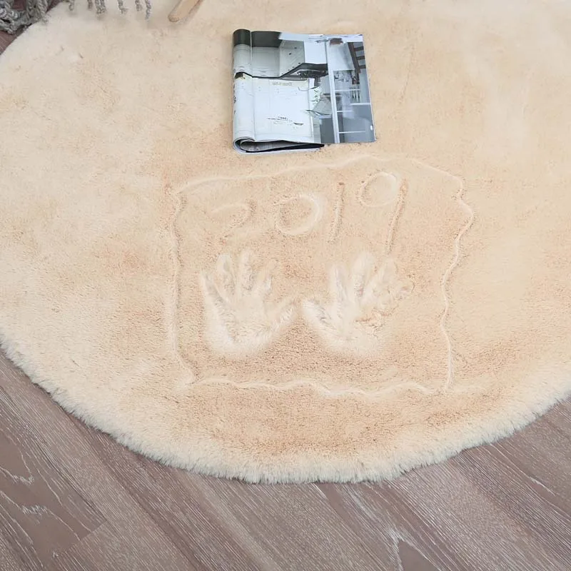 Однотонный Пушистый Ковер из искусственного меха круглый ковер для гостиной