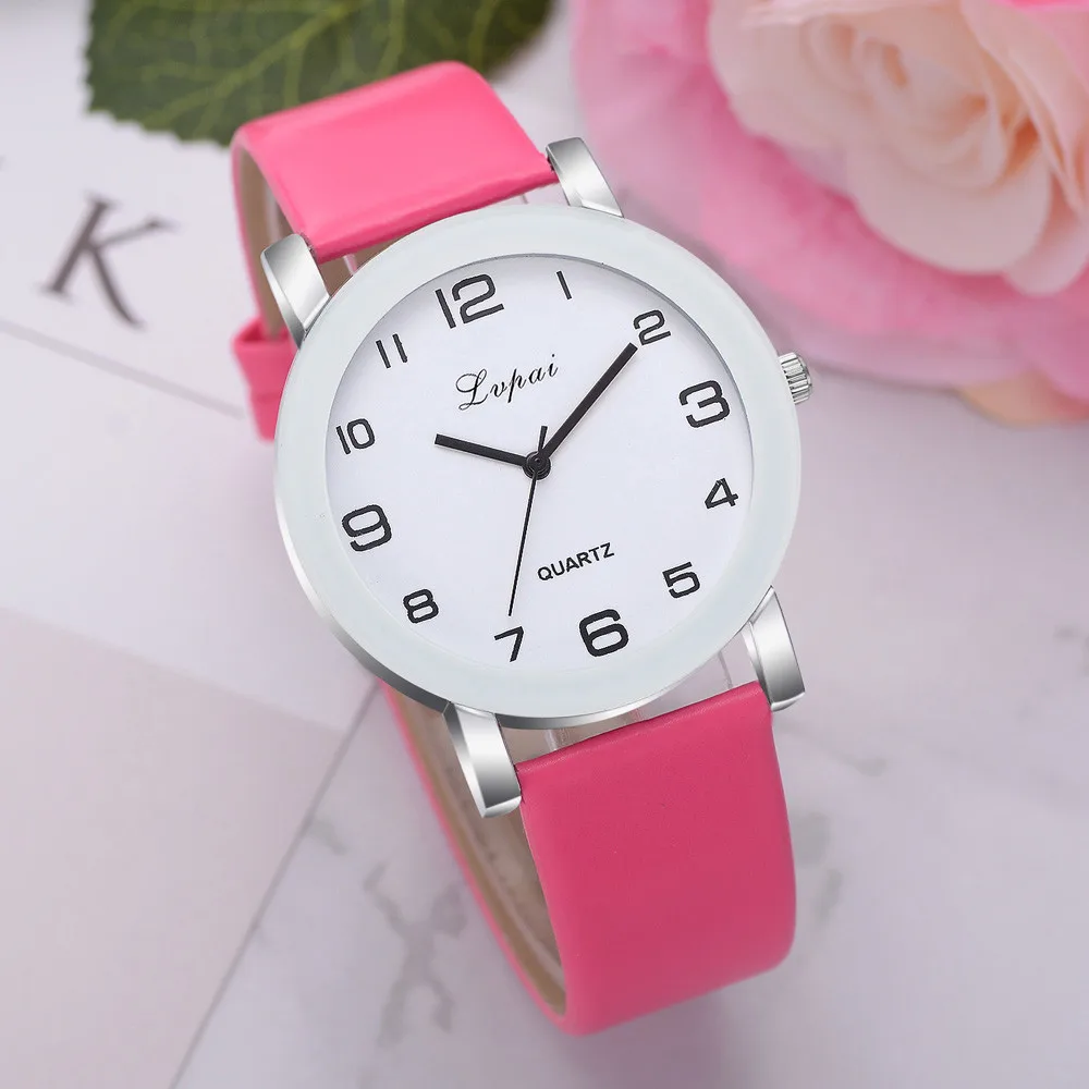 Женские Простые Часы повседневные кварцевые часы с кожаным ремешком аналоговые наручные часы Розовый подарок часы reloj mujer relogio feminino