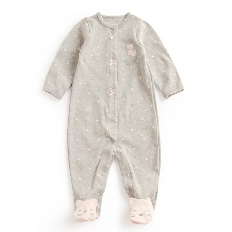Кружевные Ползунки для новорожденных девочек; комбинезон с пасхальным кроликом; костюм для малышей; Menina; хлопковая одежда для маленьких девочек; детская одежда; Roupa - Цвет: grey cat clothes