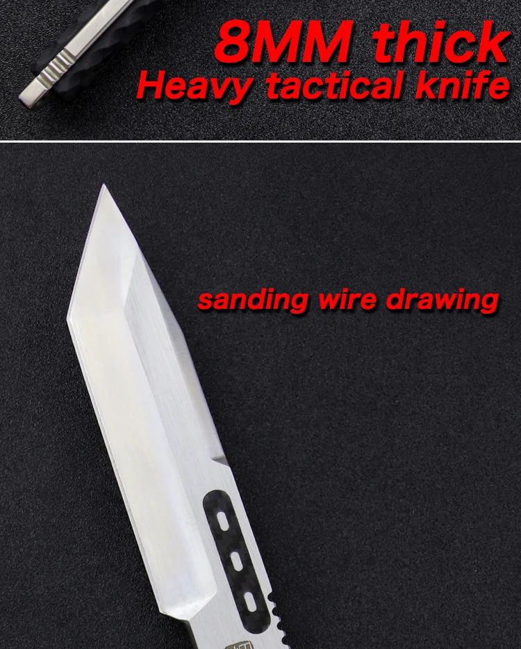 LENGREN 9cr18mov Steel outdoor Heavy knife 8MM thick Sharp Self Defense Hunting Knife Camping Survival Knife army knife