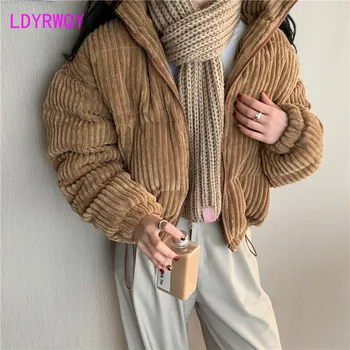 

2019 loose and versatile suitable for small people wearing soft velvet corduroy bun Office Lady Standard Zipper Solid