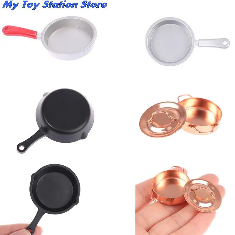 

1/2Pcs 1/12 Dollhouse Miniature Accessories Mini Alloy Soup Pot with Food Simulation Kitchenware Model Toys for Doll House Decor