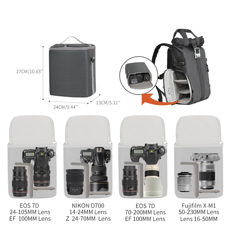 Besnfoto BN 2020 DSLR Backpack Rolltop 