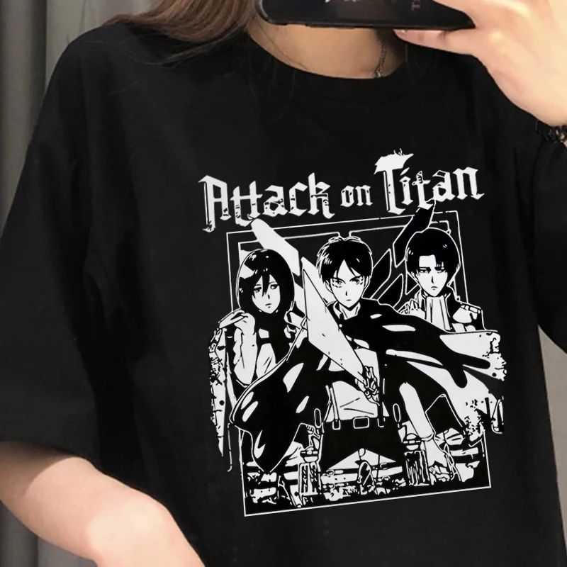 Camiseta de Attack on Titan AOT para hombre y mujer, ropa de Anime de Ackerman, Levy, Tops de Anime