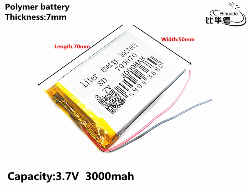 Хорошее качество 3,7 в, 3000 мАч 705070 полимерный литий-ионный/литий-ионный аккумулятор для планшетных ПК банка, gps, mp3, mp4