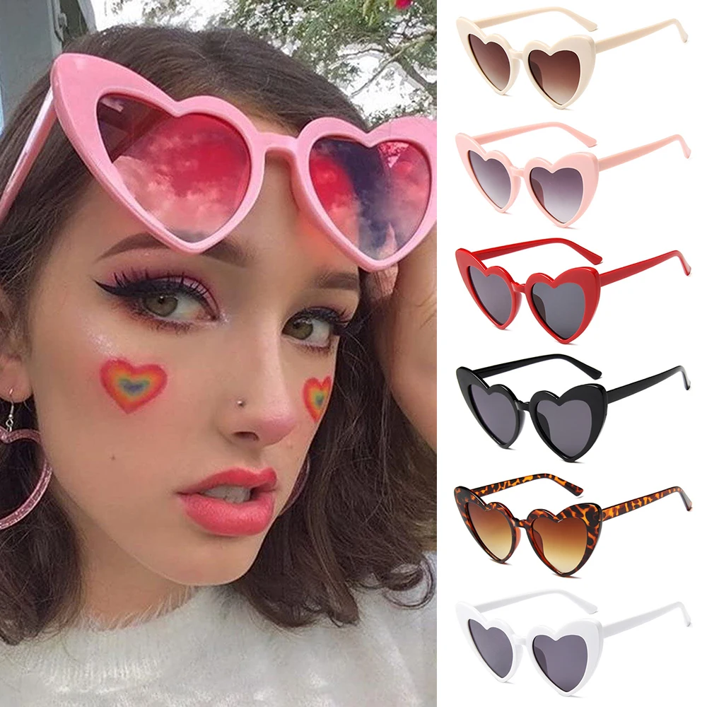 blue lens glasses Ladies Sexy Cat Eye Love Heart Sunglasses Retro Big Frame Personality Sunglasses UV400 Protection Eyewear Anti Blue Light Glasse reading glasses with blue light filter