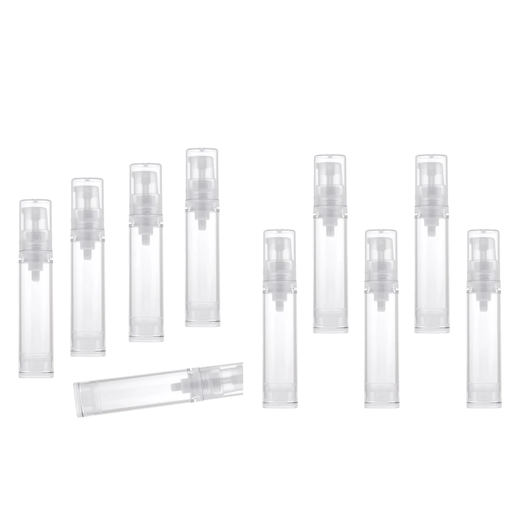 10Pcs Set 10ml Empty Airless Pump Bottle Vacuum Cosmetic Container Refillable