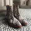 Sipriks Mens Zip Boots Genuine Leather Printed Snakeskin Python High Top Shoes Italian Handmade Goodyear Welted Boots Gentleman ► Photo 3/5