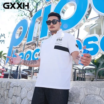 

GXXH 2020 Summer New White Polo Shirt Men Fashion Short Sleeve Loose Fit Polo shirt Male Fat Guy Clothes Brand Top Plus Size 7XL
