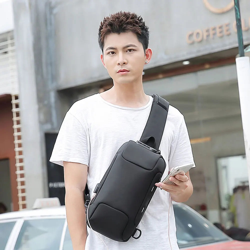 

Anti Theft Sling Bag Shoulder Crossbody Waterproof Chest Bag with USB Charging Port Lightweight C55